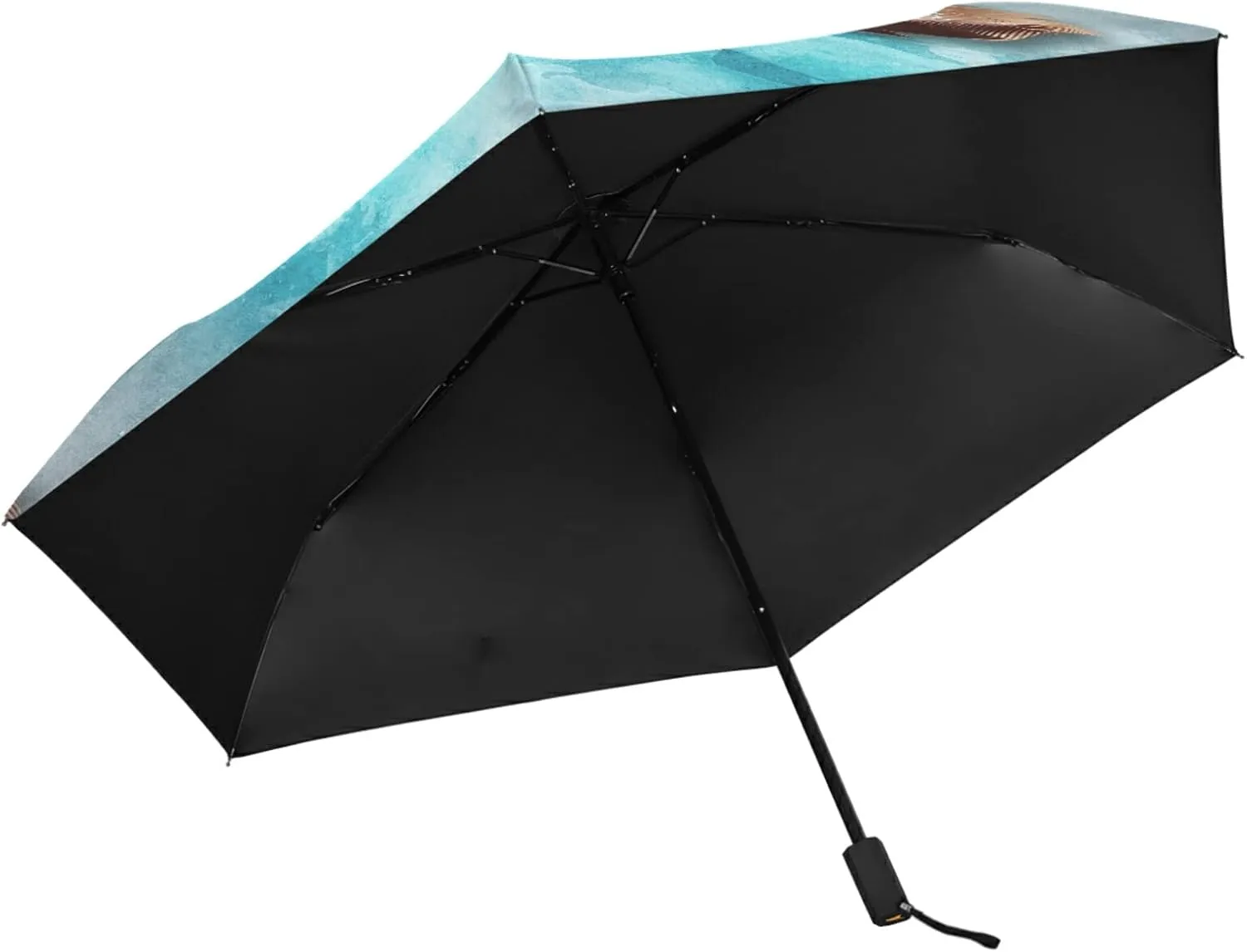 Poeticcity Folding Umbrella, Anti-UV 3 Folds Lightweight Parasol, Compact Windproof Strong Umbrellas for Car Travel Sun & Rain