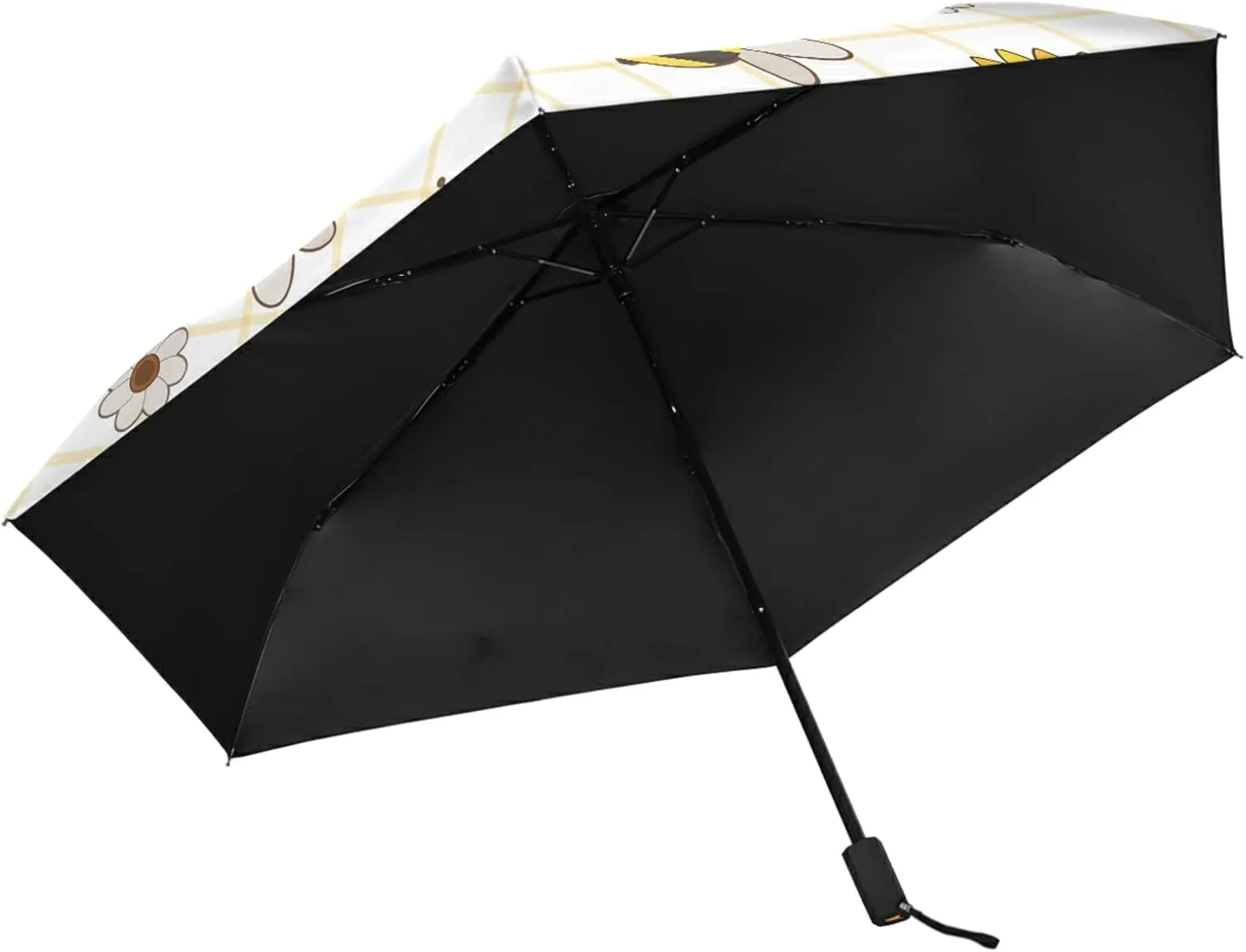 Poeticcity Folding Umbrella, Anti-UV 3 Folds Lightweight Parasol, Compact Windproof Strong Umbrellas for Car Travel Sun & Rain