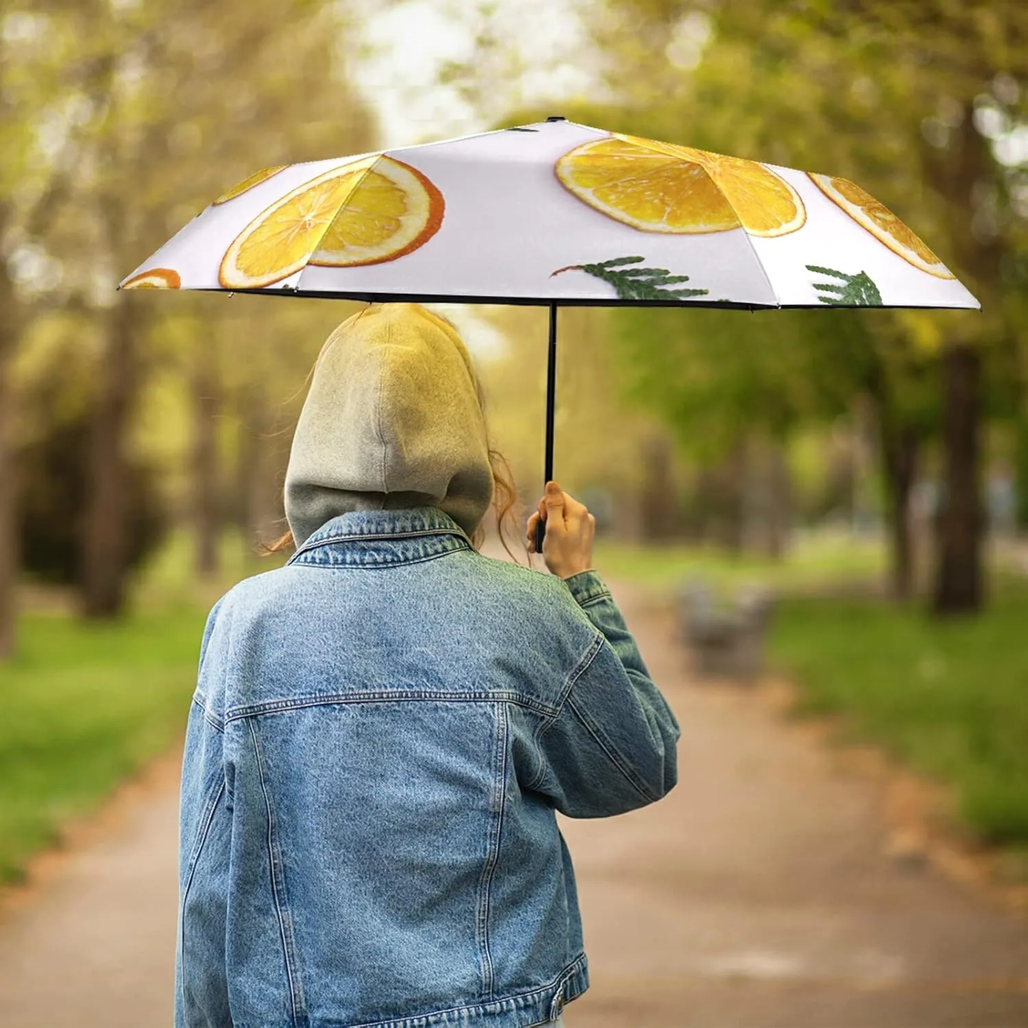 Poeticcity Folding Umbrella, Anti-UV 3 Folds Lightweight Parasol, Compact Windproof Strong Umbrellas for Car Travel Sun & Rain