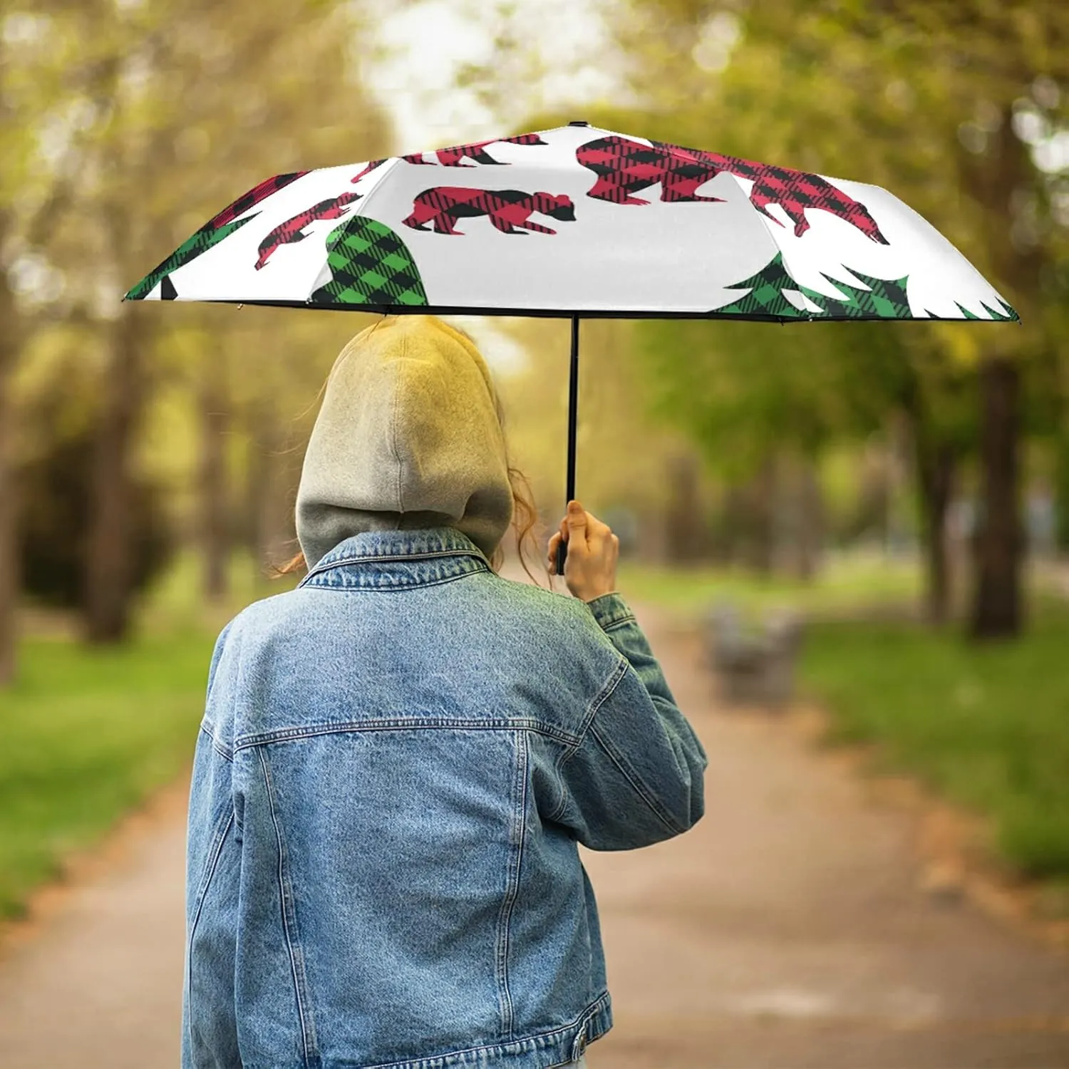 Poeticcity Folding Umbrella, Anti-UV 3 Folds Lightweight Parasol, Compact Windproof Strong Umbrellas for Car Travel Sun & Rain