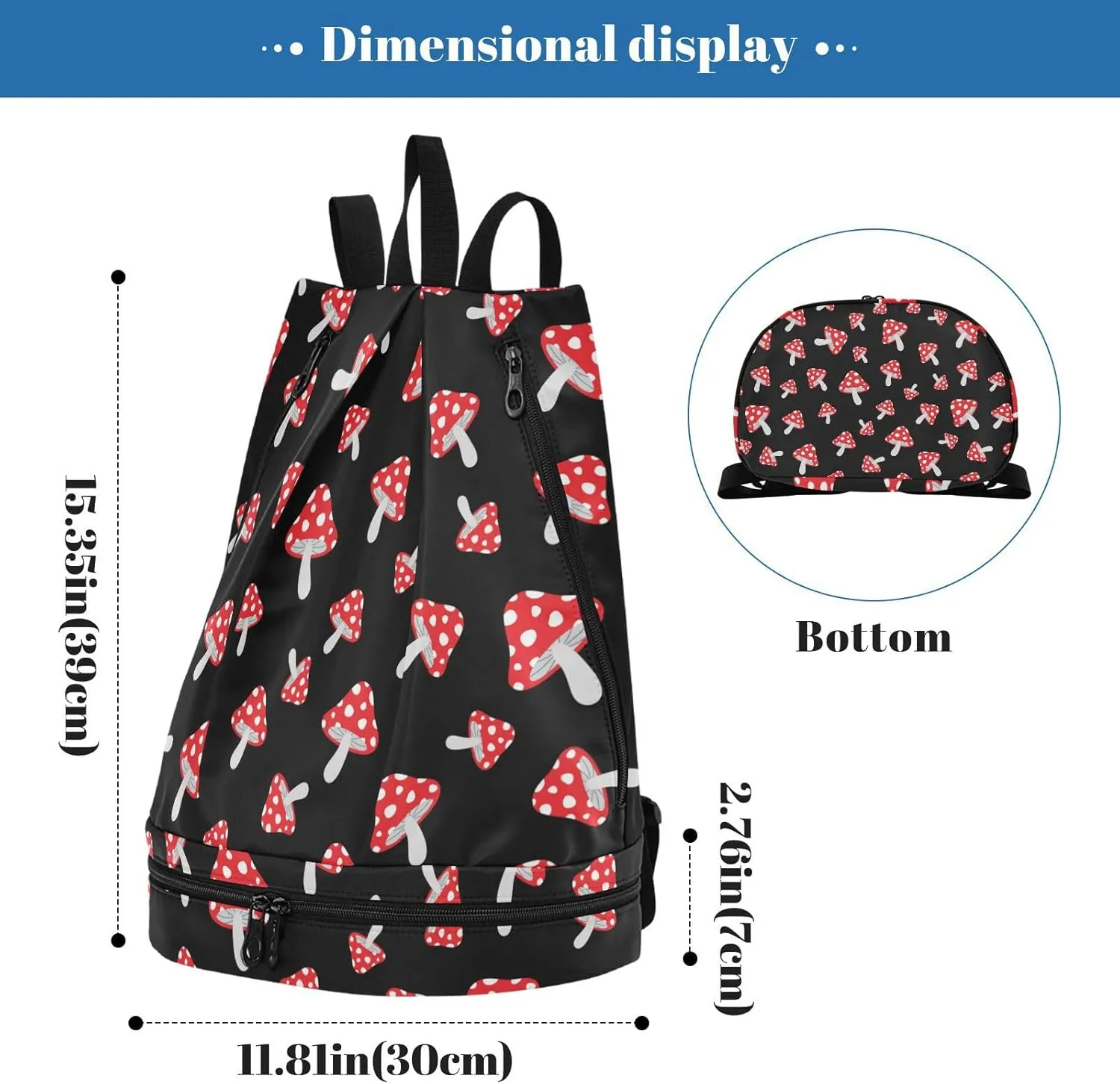 Poeticcity Gym Swimming Drawstring Bags Daypacks Backpack Purse Casual Knapsack Shoulder Bag Sitting Rucksack Seamless Forest Redon Black