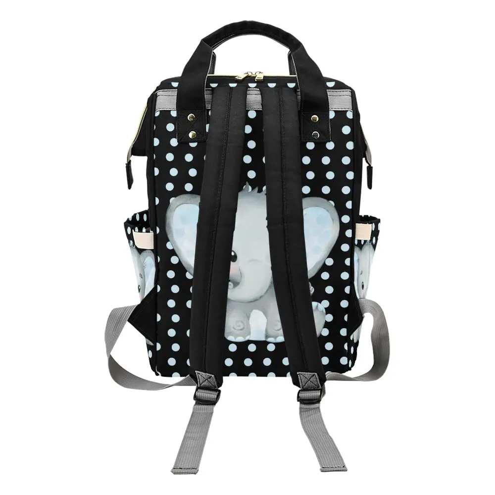 Polka Dot Elephant Black Blue Diaper Bags Backpack Personalized Baby Nursing Nappy Travel Tote Bag Gifts for Mom Girl