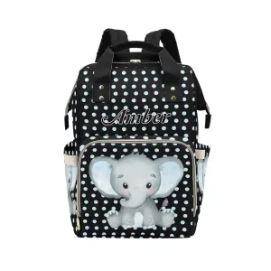 Polka Dot Elephant Black Blue Diaper Bags Backpack Personalized Baby Nursing Nappy Travel Tote Bag Gifts for Mom Girl