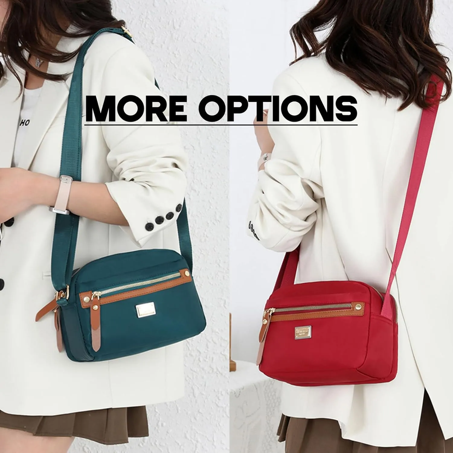 Popularate Nylon Crossbody Bag, Popularate Waterproof Nylon Crossbody Bag, Lightweight Multi-layer Shoulder Bags