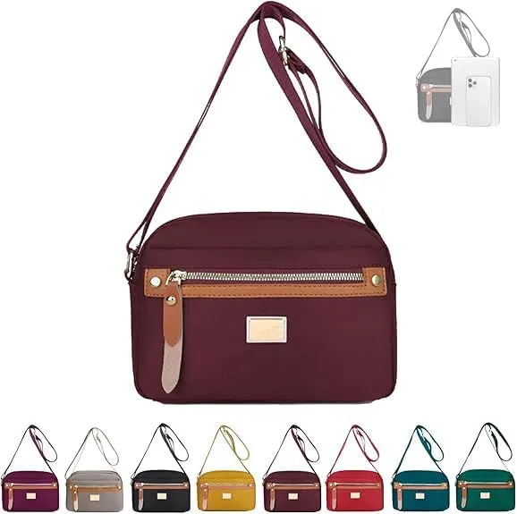 Popularate Nylon Crossbody Bag, Popularate Waterproof Nylon Crossbody Bag, with Zipper Shoulder Bags