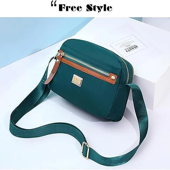Popularate Nylon Crossbody Bag, Popularate Waterproof Nylon Crossbody Bag, with Zipper Shoulder Bags