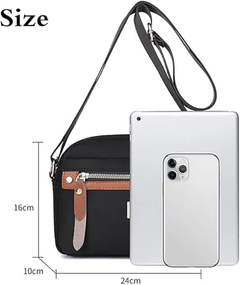 Popularate Nylon Crossbody Bag, Popularate Waterproof Nylon Crossbody Bag, with Zipper Shoulder Bags