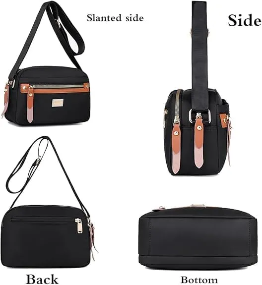 Popularate Nylon Crossbody Bag, Popularate Waterproof Nylon Crossbody Bag, with Zipper Shoulder Bags