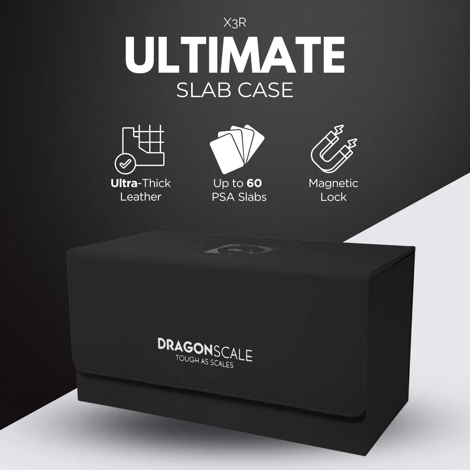 Premium Graded Card Slab Storage Leather Case | PSA BGS CGC | Durable & Waterproof Slab Case Holder for Graded Sports & Trading Cards | Dragonscale Supplies (Multicolor), Obsidian, 3-Row