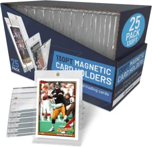 Premium Magnetic Card Holder (25 Pack) | 130PT Magnetic Card Holders for Trading Cards. Pro UV Card Protectors with Ultra Clear Design, One Touch Magnet Case for Trading and MTG Cards.