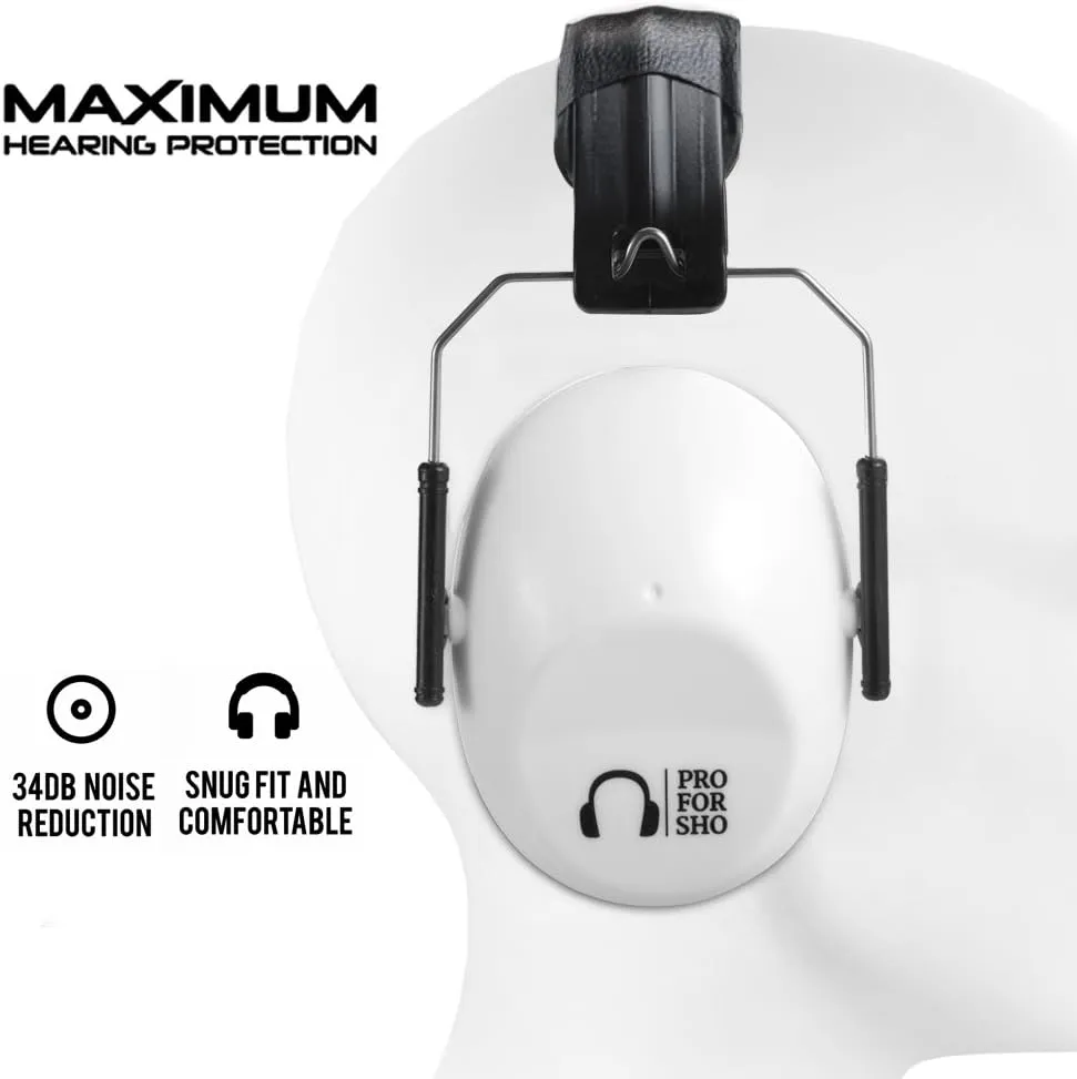 Pro For Sho 34dB NRR Hearing Protection Ear Muffs - Highest NRR in Compact Design, Ear Protection for Shooting, Mowing, Work