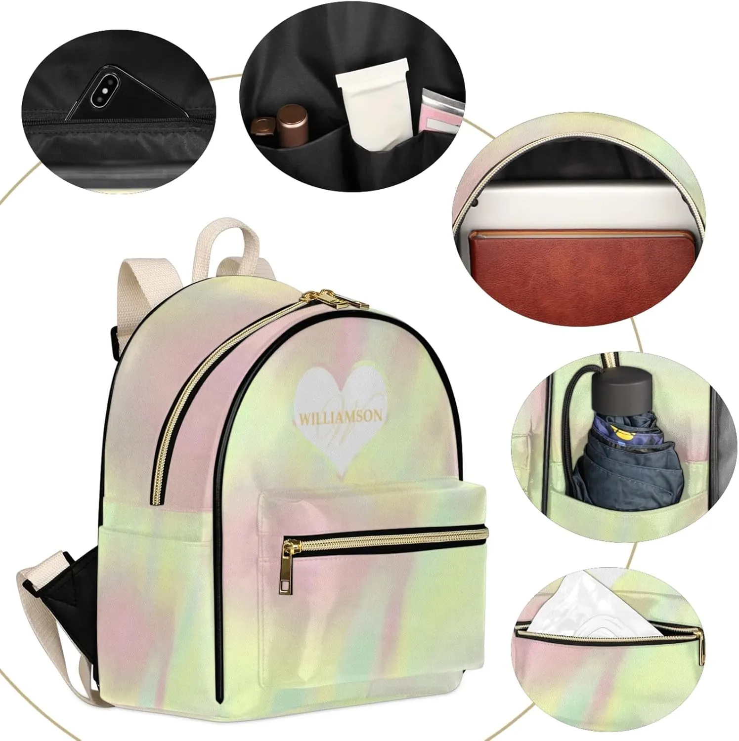 PU Leather Backpack Purse for Women, Fashion Ladies Womens Mini Back Pack Personalized Travel Shoulder Bags Daypack Purse Shoulder Bag with Name Bags,Gradient Yellow