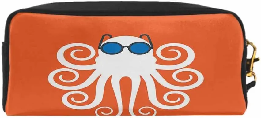 Pu Leather Cosmetic Bags For Woman Small Makeup Bag Octopus Logo Sunglasses Fish Crimp Cute Cartoon Red Toiletry Bags Wallet One Bag Multi-Purpose