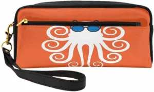Pu Leather Cosmetic Bags For Woman Small Makeup Bag Octopus Logo Sunglasses Fish Crimp Cute Cartoon Red Toiletry Bags Wallet One Bag Multi-Purpose