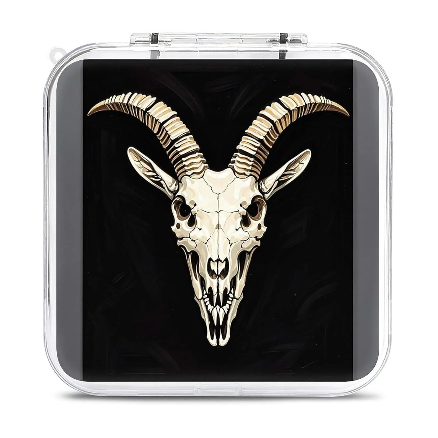 QMNBTES A Gothic Goat Skull Switch Game Case Switch Game Holder Cartridge Case Storage 12 Games & 2 Micro Sd Card Slots, Travel Carry Cases, Portable Games Card Storage, Hard Shell, Buckle Closure