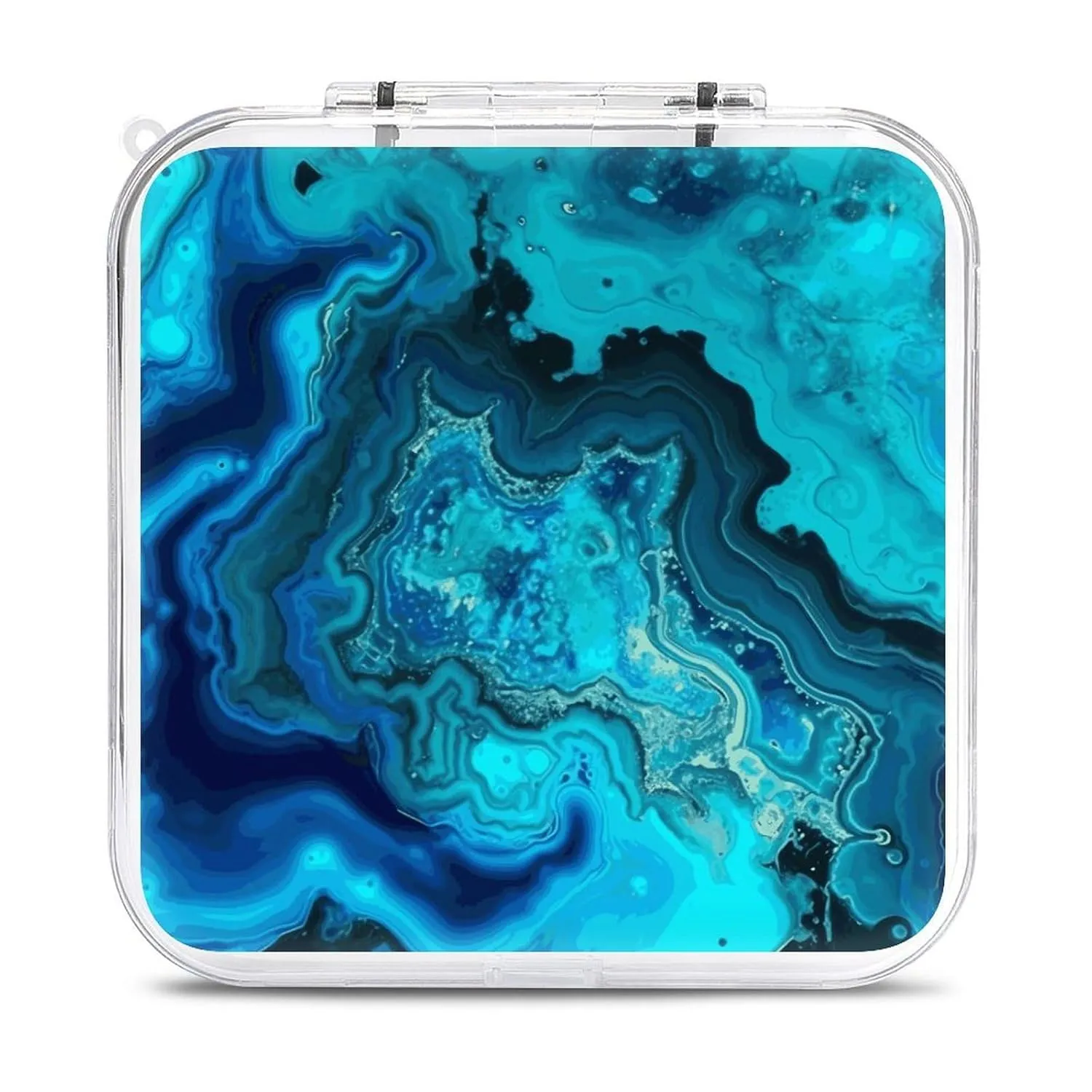 QMNBTES Aqua Blue Turquoise Switch Game Case Switch Game Holder Cartridge Case Storage 12 Games & 2 Micro Sd Card Slots, Travel Carry Cases, Portable Games Card Storage, Hard Shell, Buckle Closure