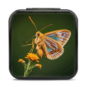 QMNBTES Beautiful Moth Wings Switch Game Case Switch Game Holder Cartridge Case Storage 24 Games & 2 Micro Sd Card Slots, Travel Carry Cases, Portable Games Card Storage, Hard Shell, Buckle Closure