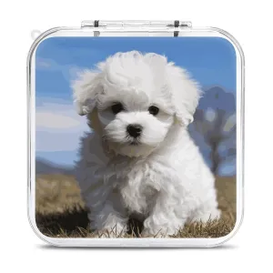 QMNBTES Bichon Frise Dog Switch Game Case Switch Game Holder Cartridge Case Storage 12 Games & 2 Micro Sd Card Slots, Travel Carry Cases, Portable Games Card Storage, Hard Shell, Buckle Closure