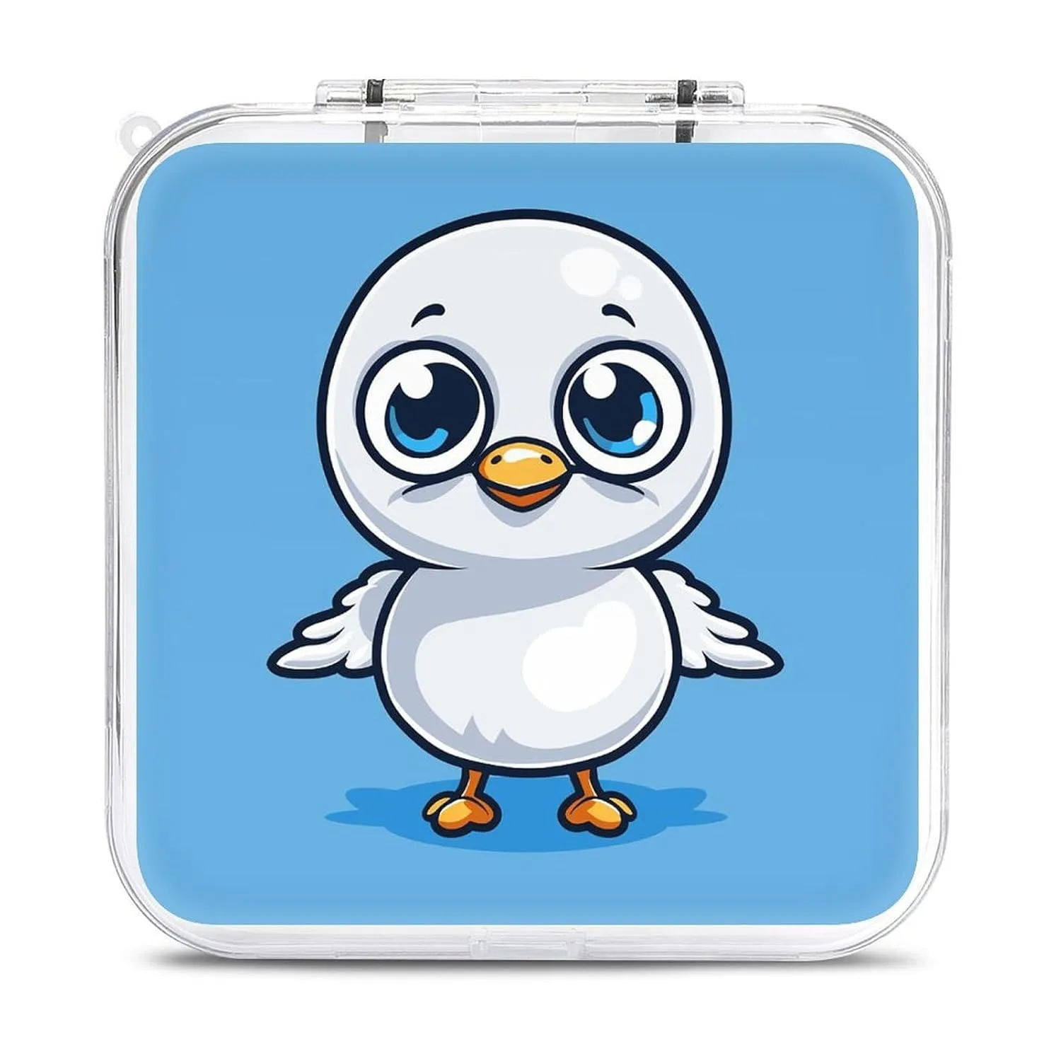 QMNBTES Big Eyed Seagull Switch Game Case Switch Game Holder Cartridge Case Storage 12 Games & 2 Micro Sd Card Slots, Travel Carry Cases, Portable Games Card Storage, Hard Shell, Buckle Closure