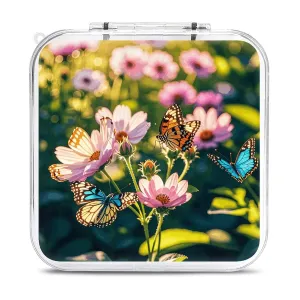QMNBTES Butterflies And Blooms Switch Game Case Switch Game Holder Cartridge Case Storage 12 Games & 2 Micro Sd Card Slots, Travel Carry Cases, Portable Games Card Storage, Hard Shell, Buckle Closure