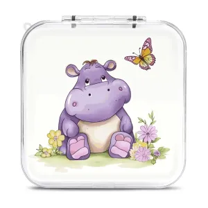 QMNBTES Butterfly And Hippo Switch Game Case Switch Game Holder Cartridge Case Storage 12 Games & 2 Micro Sd Card Slots, Travel Carry Cases, Portable Games Card Storage, Hard Shell, Buckle Closure