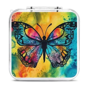 QMNBTES Butterfly Tie Dye Switch Game Case Switch Game Holder Cartridge Case Storage 12 Games & 2 Micro Sd Card Slots, Travel Carry Cases, Portable Games Card Storage, Hard Shell, Buckle Closure