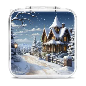 QMNBTES Christmas Winter Switch Game Case Switch Game Holder Cartridge Case Storage 12 Games & 2 Micro Sd Card Slots, Travel Carry Cases, Portable Games Card Storage, Hard Shell, Buckle Closure