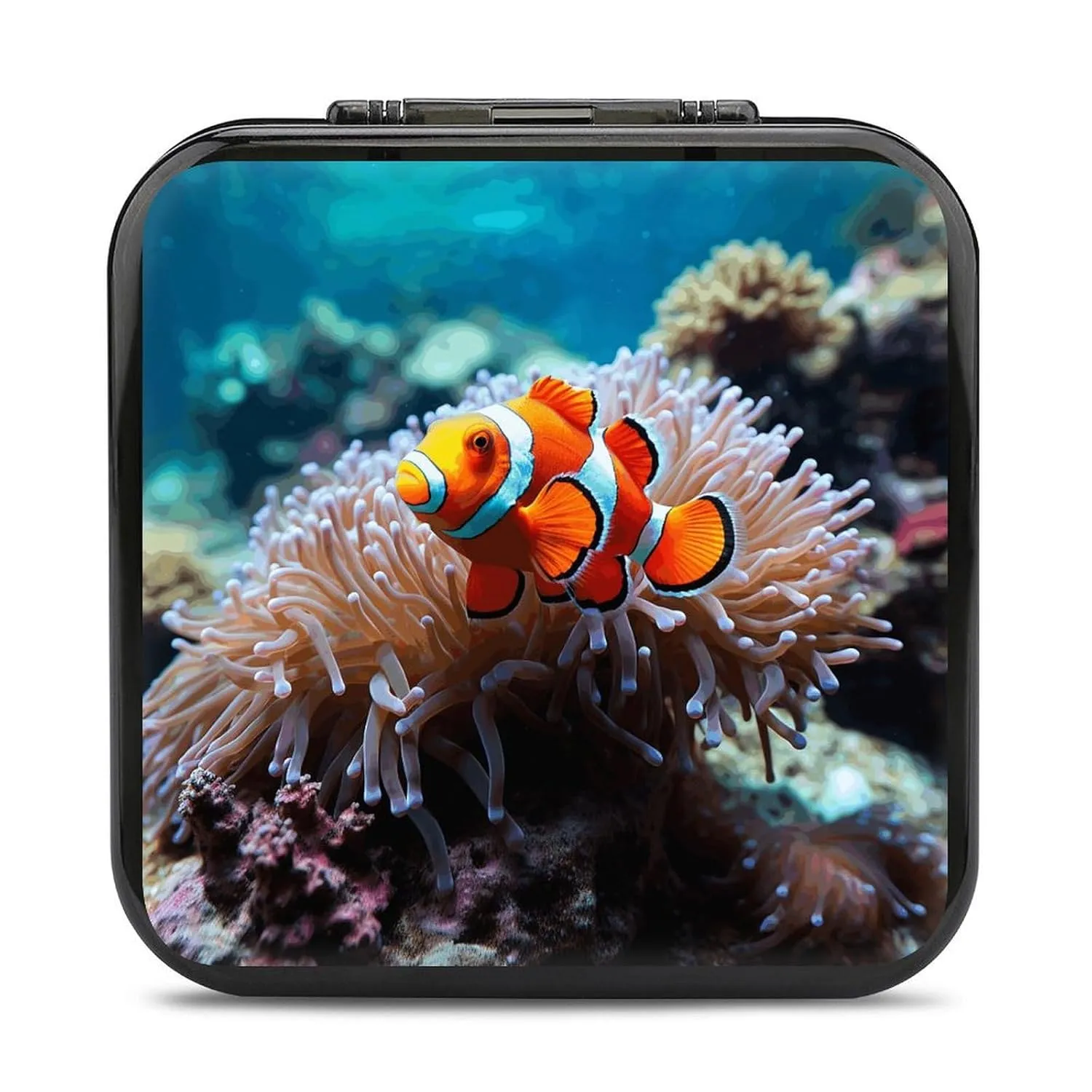 QMNBTES Clown Fish Switch Game Case Switch Game Holder Cartridge Case Storage 24 Games & 2 Micro Sd Card Slots, Travel Carry Cases, Portable Games Card Storage, Hard Shell, Buckle Closure