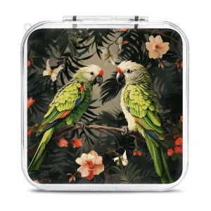 QMNBTES Couple Parrots Olive Switch Game Case Switch Game Holder Cartridge Case Storage 12 Games & 2 Micro Sd Card Slots, Travel Carry Cases, Portable Games Card Storage, Hard Shell, Buckle Closure