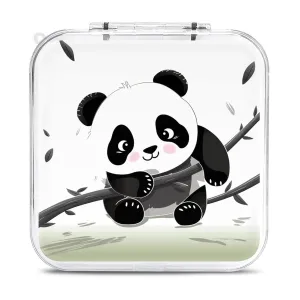 QMNBTES Cute Pandas Switch Game Case Switch Game Holder Cartridge Case Storage 12 Games & 2 Micro Sd Card Slots, Travel Carry Cases, Portable Games Card Storage, Hard Shell, Buckle Closure