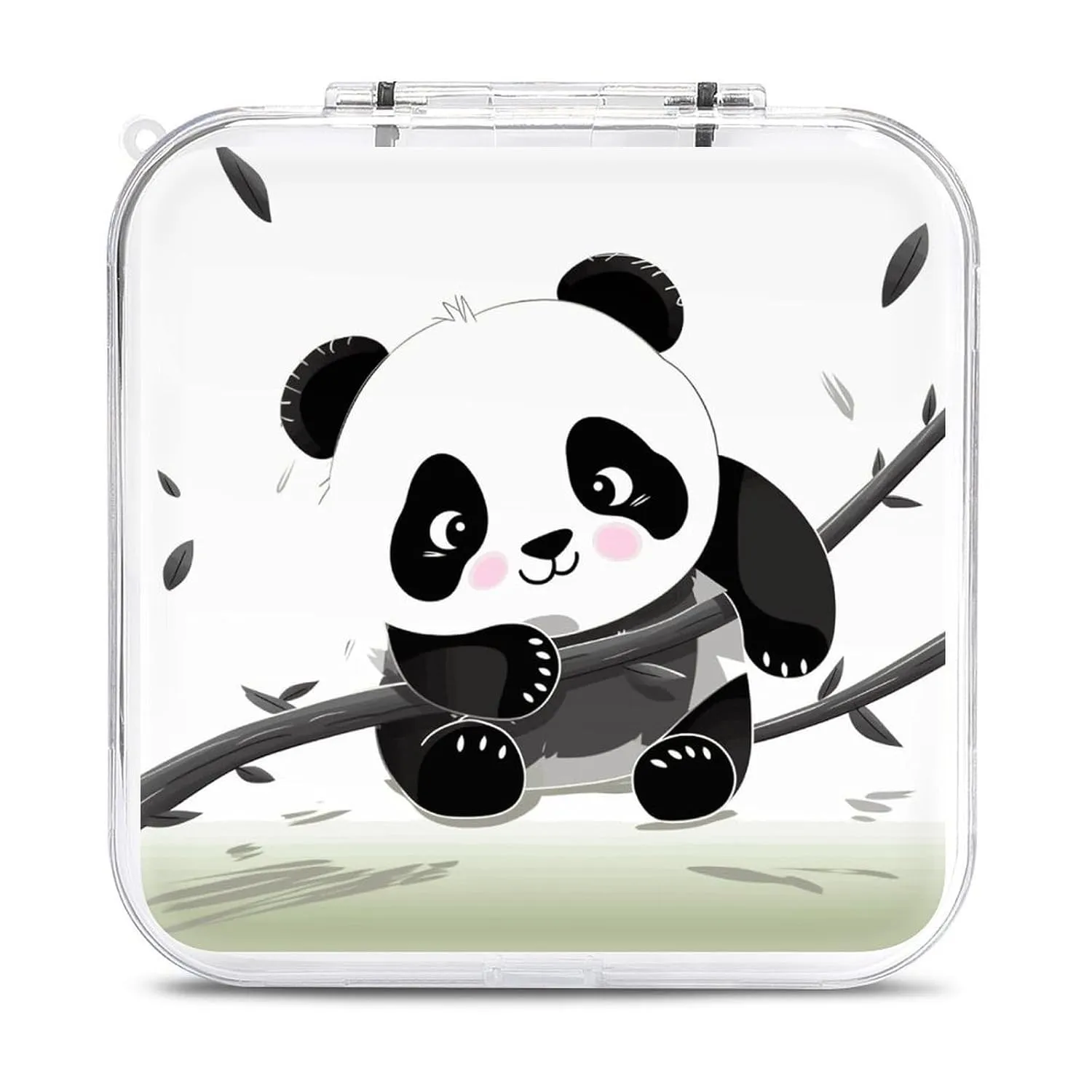 QMNBTES Cute Pandas Switch Game Case Switch Game Holder Cartridge Case Storage 12 Games & 2 Micro Sd Card Slots, Travel Carry Cases, Portable Games Card Storage, Hard Shell, Buckle Closure