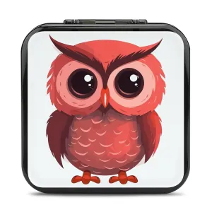 QMNBTES Cute Red Owl Switch Game Case Switch Game Holder Cartridge Case Storage 24 Games & 2 Micro Sd Card Slots, Travel Carry Cases, Portable Games Card Storage, Hard Shell, Buckle Closure