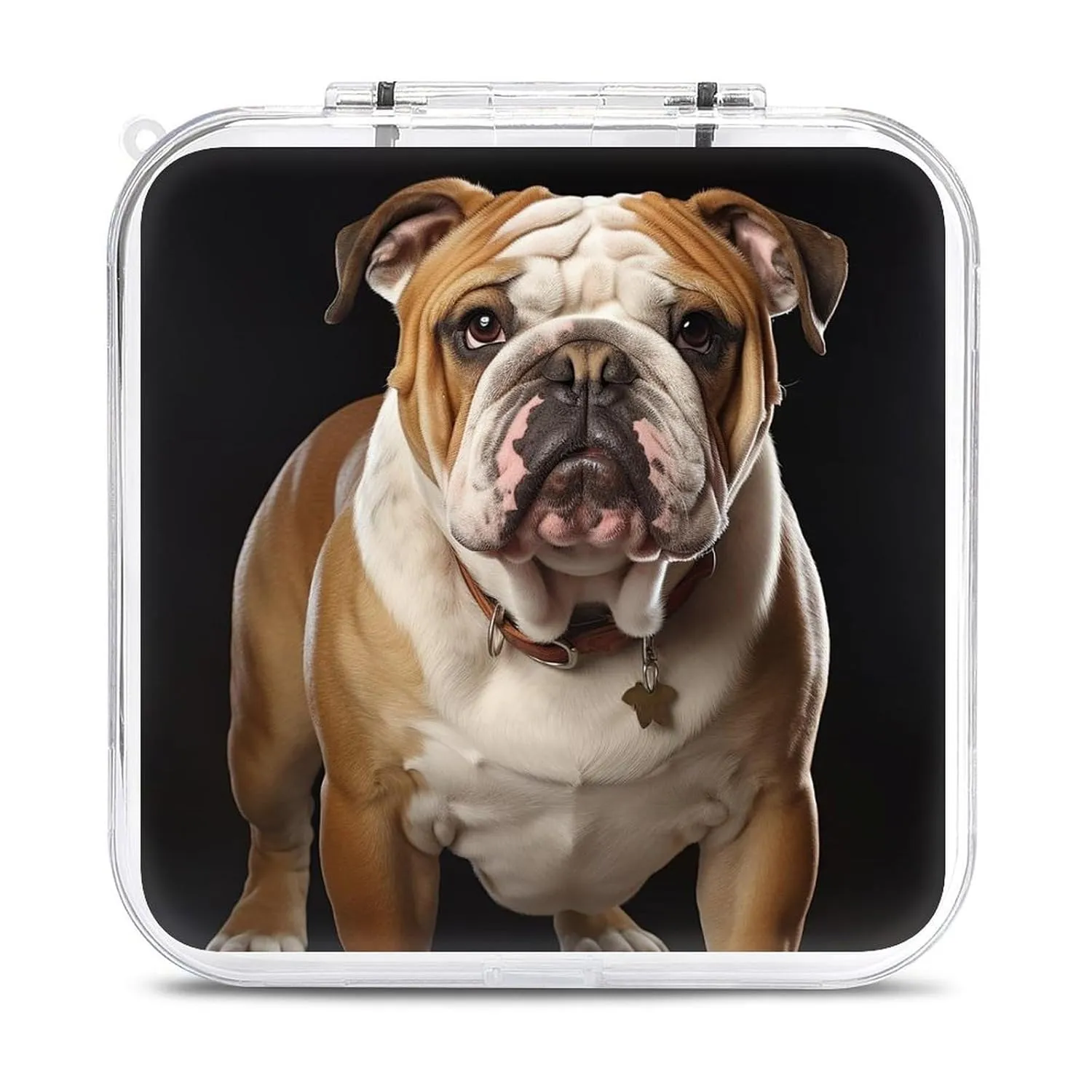 QMNBTES English Bulldog Switch Game Case Switch Game Holder Cartridge Case Storage 12 Games & 2 Micro Sd Card Slots, Travel Carry Cases, Portable Games Card Storage, Hard Shell, Buckle Closure