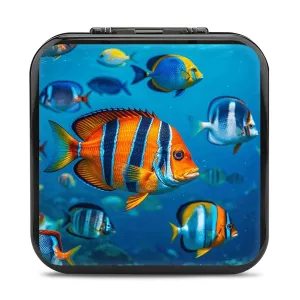 QMNBTES Fishes Switch Game Case Switch Game Holder Cartridge Case Storage 24 Games & 2 Micro Sd Card Slots, Travel Carry Cases, Portable Games Card Storage, Hard Shell, Buckle Closure