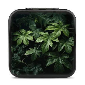 QMNBTES Green Leaves Pattern Switch Game Case Switch Game Holder Cartridge Case Storage 24 Games & 2 Micro Sd Card Slots, Travel Carry Cases, Portable Games Card Storage, Hard Shell, Buckle Closure
