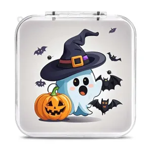QMNBTES Halloween Ghost Switch Game Case Switch Game Holder Cartridge Case Storage 12 Games & 2 Micro Sd Card Slots, Travel Carry Cases, Portable Games Card Storage, Hard Shell, Buckle Closure