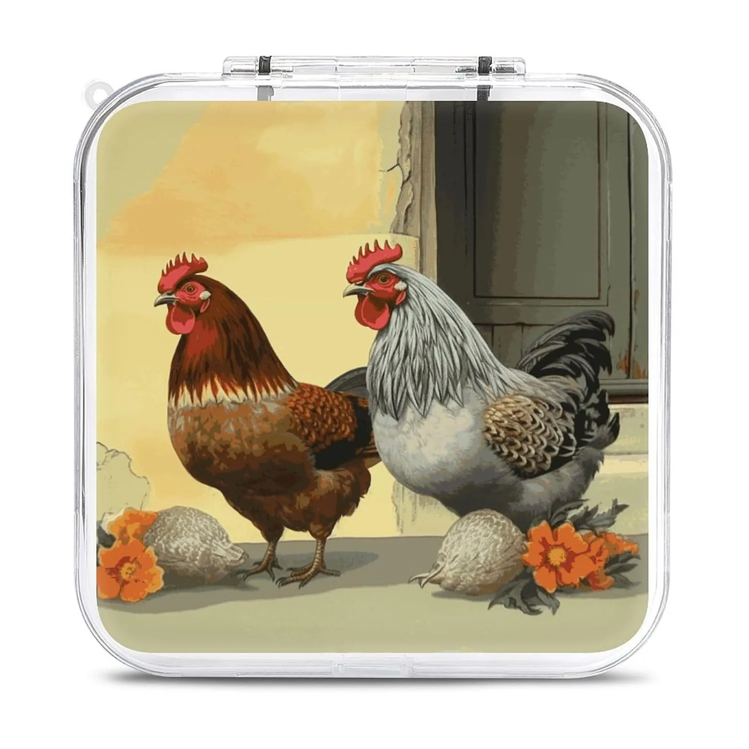 QMNBTES Italian Chickens Switch Game Case Switch Game Holder Cartridge Case Storage 12 Games & 2 Micro Sd Card Slots, Travel Carry Cases, Portable Games Card Storage, Hard Shell, Buckle Closure