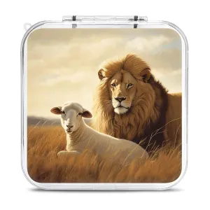 QMNBTES Lion Sheep Switch Game Case Switch Game Holder Cartridge Case Storage 12 Games & 2 Micro Sd Card Slots, Travel Carry Cases, Portable Games Card Storage, Hard Shell, Buckle Closure