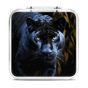 QMNBTES Panther With Blue Eyes Switch Game Case Switch Game Holder Cartridge Case Storage 12 Games & 2 Micro Sd Card Slots, Travel Carry Cases, Portable Games Card Storage, Hard Shell, Buckle Closure