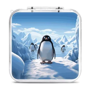QMNBTES Penguin Antarctica Ice Switch Game Case Switch Game Holder Cartridge Case Storage 12 Games & 2 Micro Sd Card Slots, Travel Carry Cases, Portable Games Card Storage, Hard Shell, Buckle Closure