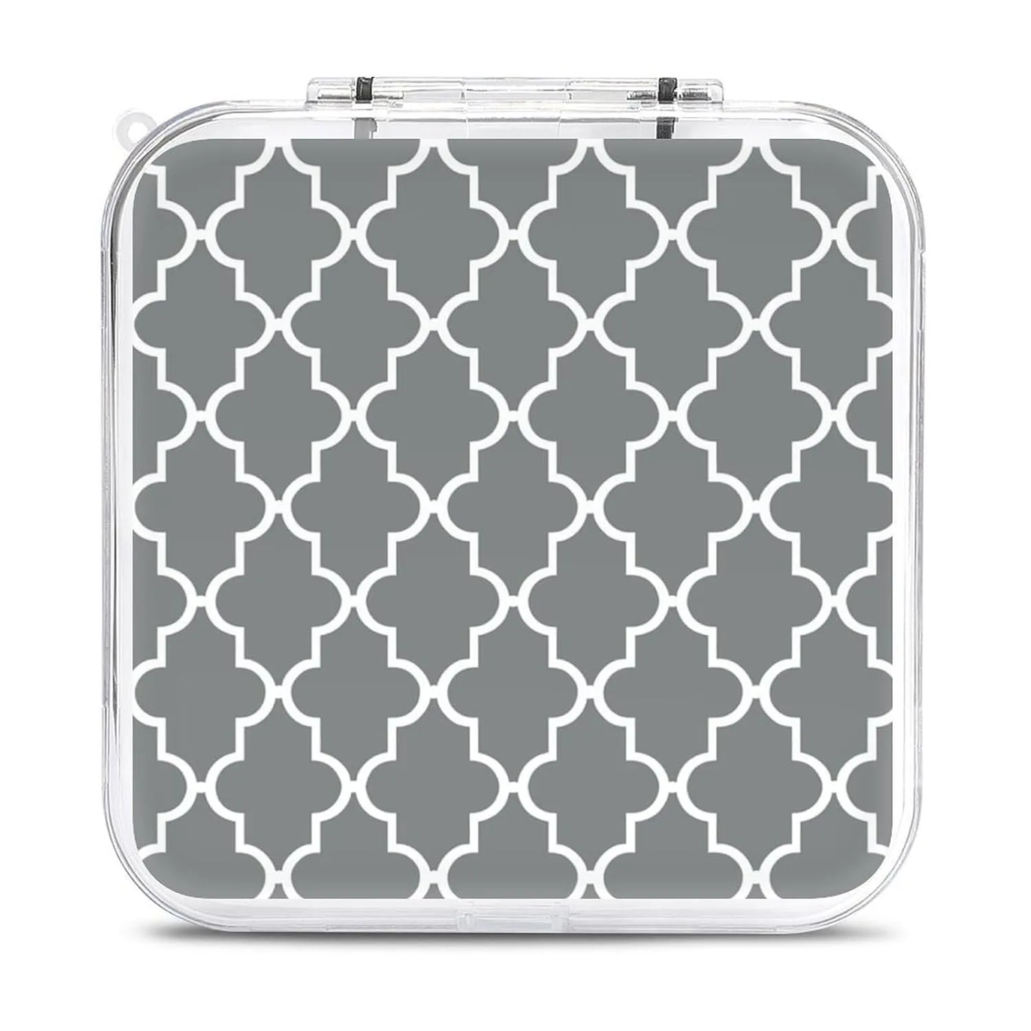 QMNBTES Quatrefoil Grey Switch Game Case Switch Game Holder Cartridge Case Storage 12 Games & 2 Micro Sd Card Slots, Travel Carry Cases, Portable Games Card Storage, Hard Shell, Buckle Closure