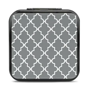 QMNBTES Quatrefoil Grey Switch Game Case Switch Game Holder Cartridge Case Storage 24 Games & 2 Micro Sd Card Slots, Travel Carry Cases, Portable Games Card Storage, Hard Shell, Buckle Closure