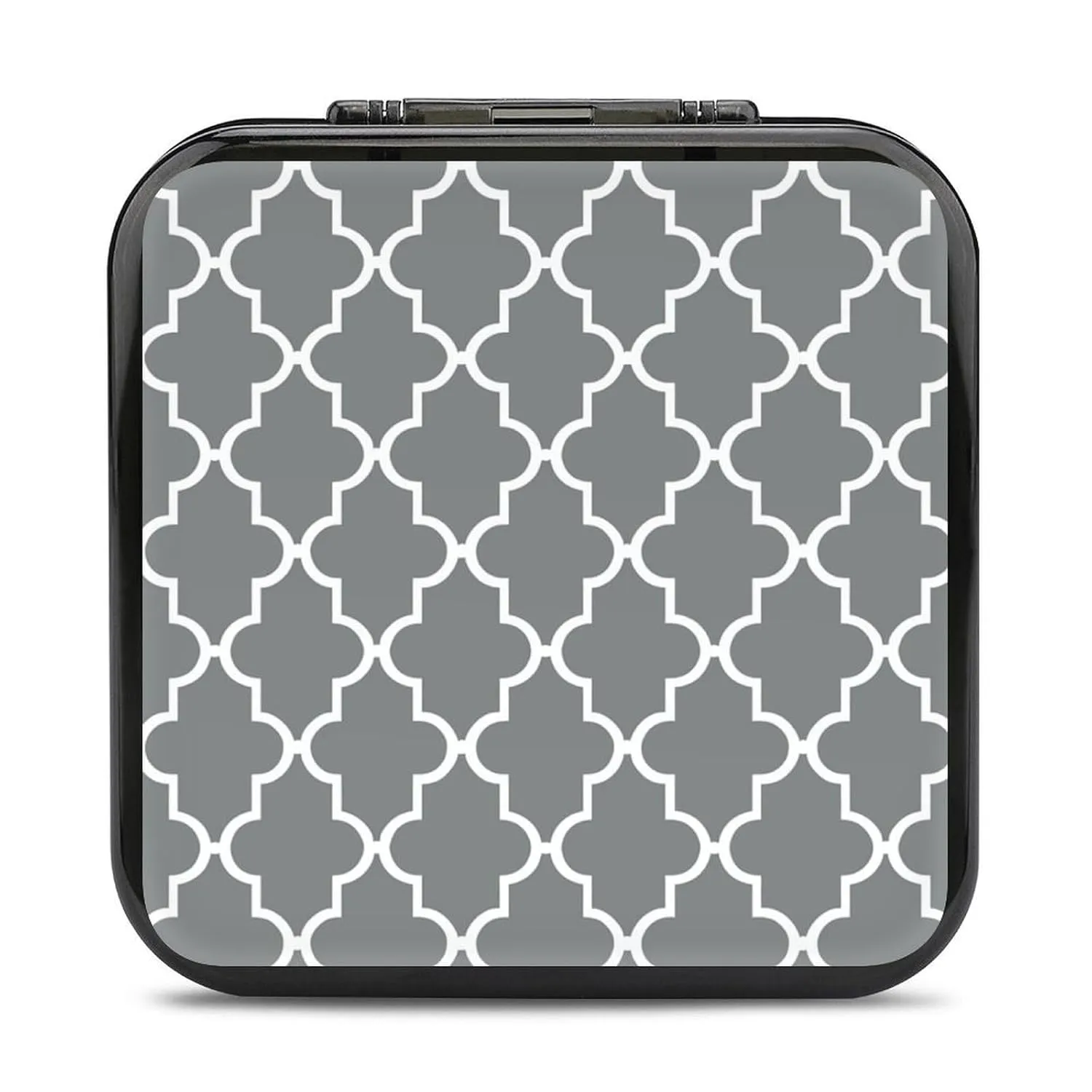 QMNBTES Quatrefoil Grey Switch Game Case Switch Game Holder Cartridge Case Storage 24 Games & 2 Micro Sd Card Slots, Travel Carry Cases, Portable Games Card Storage, Hard Shell, Buckle Closure
