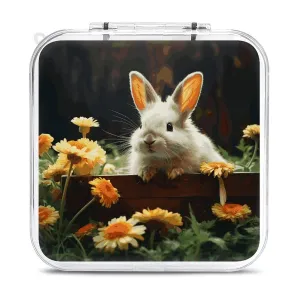 QMNBTES Rabbit And Flower Switch Game Case Switch Game Holder Cartridge Case Storage 12 Games & 2 Micro Sd Card Slots, Travel Carry Cases, Portable Games Card Storage, Hard Shell, Buckle Closure