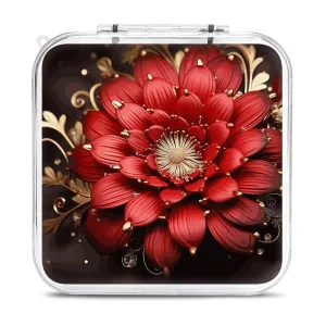 QMNBTES Red Gold Flower Switch Game Case Switch Game Holder Cartridge Case Storage 12 Games & 2 Micro Sd Card Slots, Travel Carry Cases, Portable Games Card Storage, Hard Shell, Buckle Closure