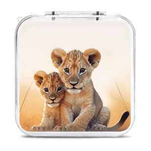 QMNBTES Small Lion Switch Game Case Switch Game Holder Cartridge Case Storage 12 Games & 2 Micro Sd Card Slots, Travel Carry Cases, Portable Games Card Storage, Hard Shell, Buckle Closure