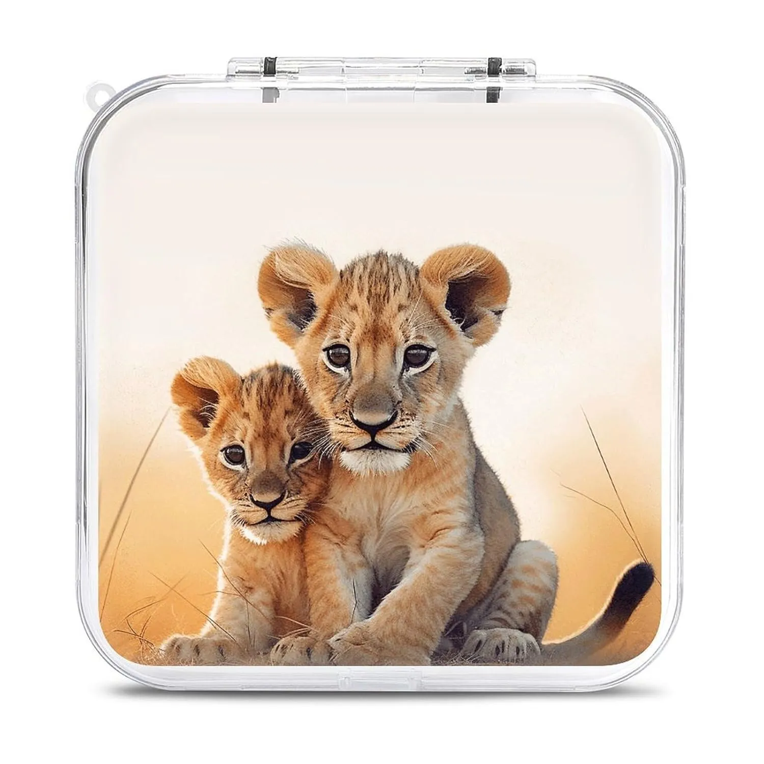 QMNBTES Small Lion Switch Game Case Switch Game Holder Cartridge Case Storage 12 Games & 2 Micro Sd Card Slots, Travel Carry Cases, Portable Games Card Storage, Hard Shell, Buckle Closure
