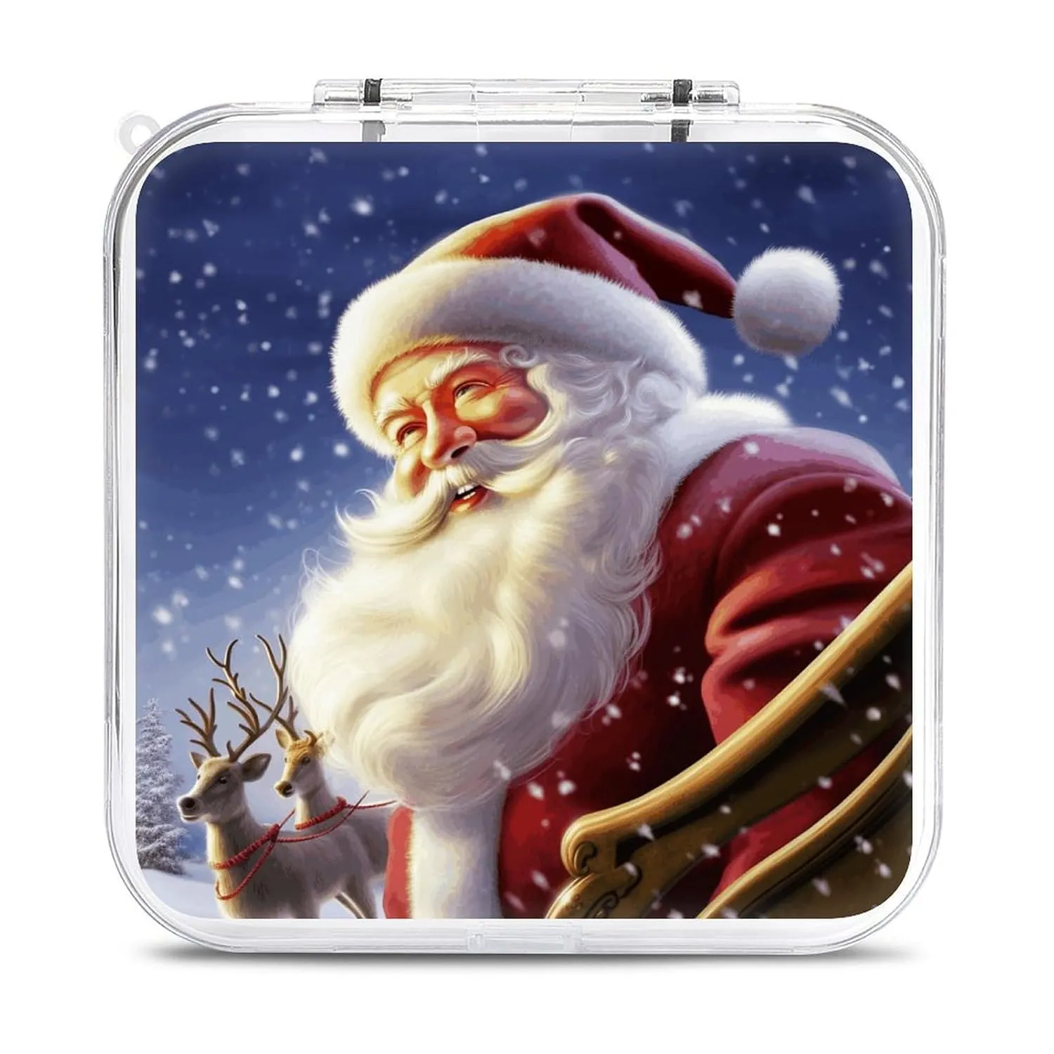 QMNBTES Smiling Santa Claus Switch Game Case Switch Game Holder Cartridge Case Storage 12 Games & 2 Micro Sd Card Slots, Travel Carry Cases, Portable Games Card Storage, Hard Shell, Buckle Closure