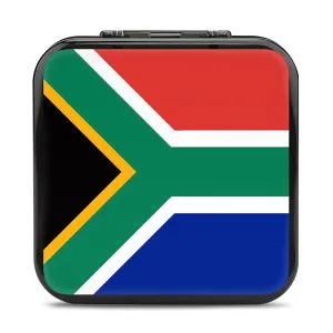 QMNBTES South Africa Flag Switch Game Case Switch Game Holder Cartridge Case Storage 24 Games & 2 Micro Sd Card Slots, Travel Carry Cases, Portable Games Card Storage, Hard Shell, Buckle Closure