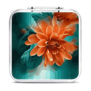 QMNBTES Teal And Flower Switch Game Case Switch Game Holder Cartridge Case Storage 12 Games & 2 Micro Sd Card Slots, Travel Carry Cases, Portable Games Card Storage, Hard Shell, Buckle Closure